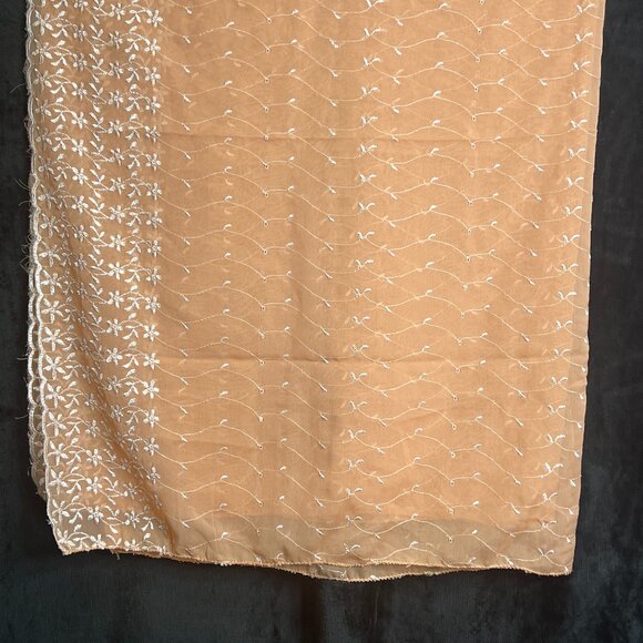 Pre-Owned Peach Embroidered  Dupatta Scarf 67x42 - Picture 1 of 2